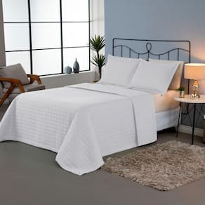 Kit Cobre Leito Matelado Copacabana 3 Peças King 100% Poliéster Percal 300 Fios - Branco