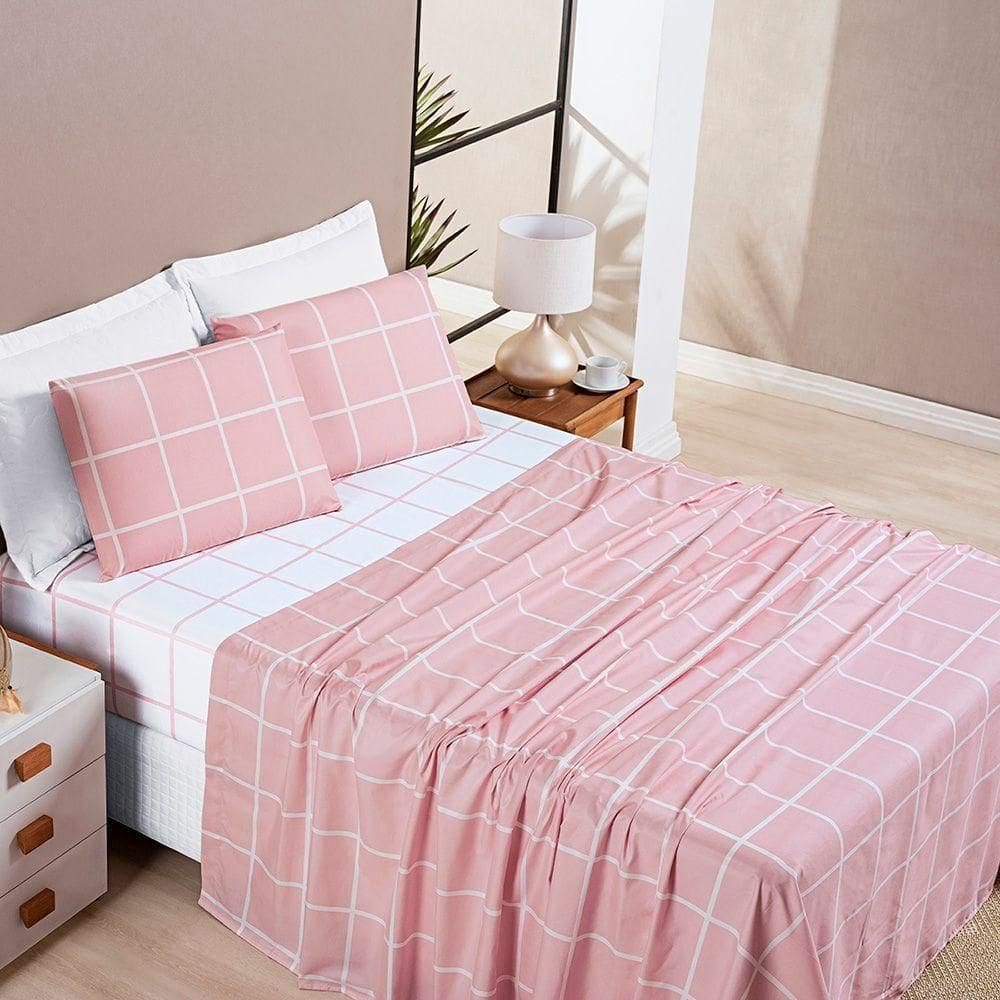 Jogo De Cama Austin Queen 04 Peças - Rosa