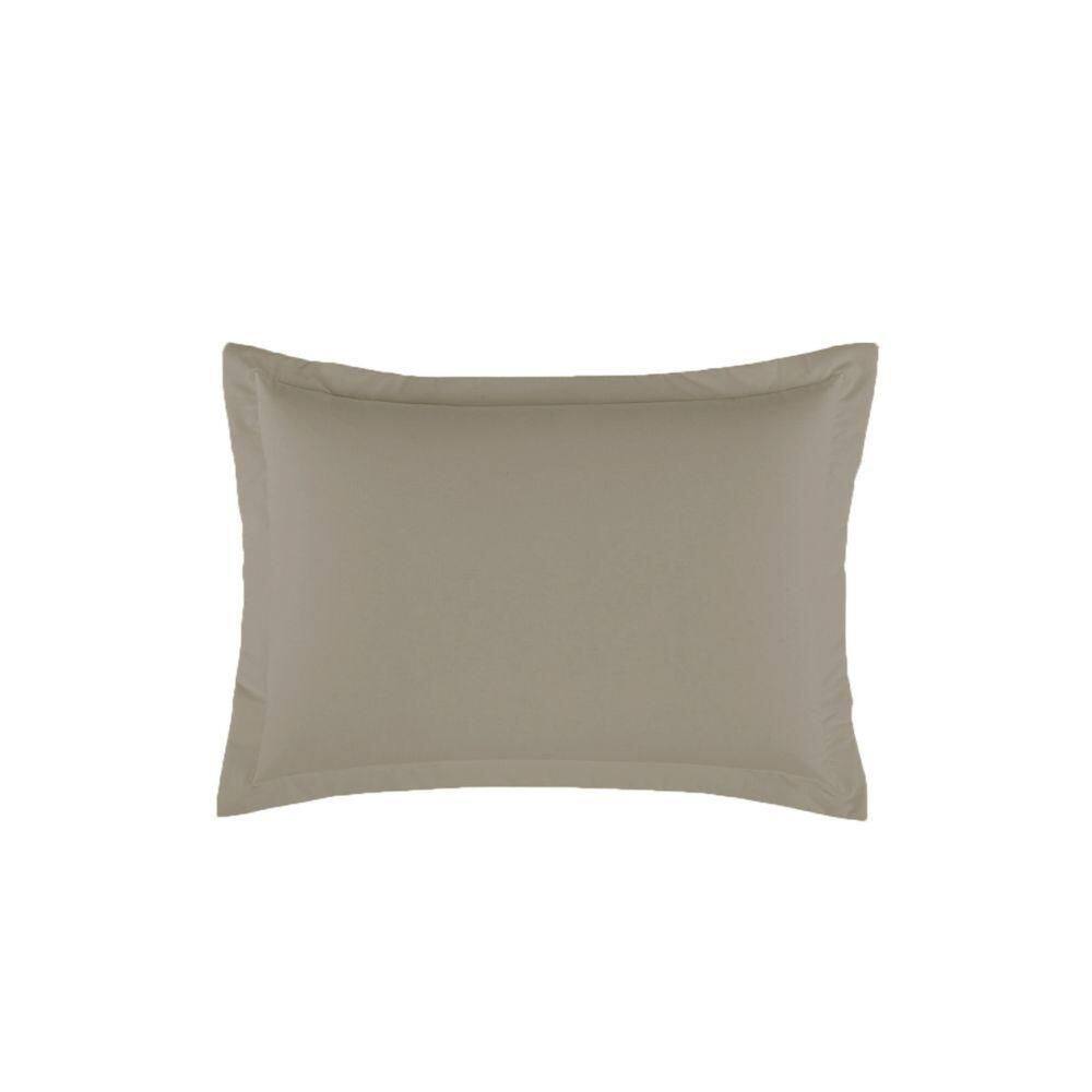 Porta Travesseiro Dia A Dia 1 Peça 70cm X 50cm 80% Algodão 20% Poliéster Percal 140 Fios - Cáqui