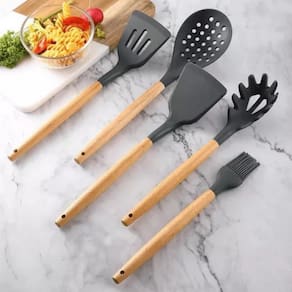 Kit 12 Utensílios Pequeno Cozinha Moderno Cinza