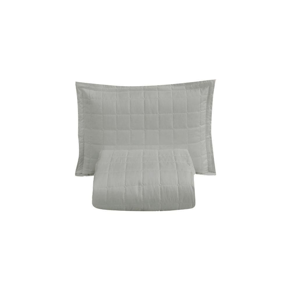Kit Cobre Leito Matelado Dupla Face Soft 2 Peças Solteiro 100% Poliéster - acabamento com tonalidade Cinza