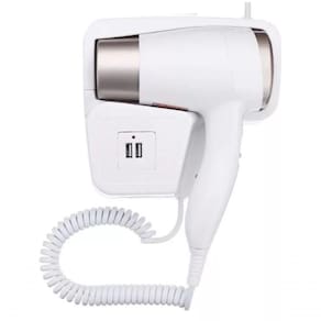 Secador De Cabelos De Parede 1300w Com Tomadas Usb Branco 220V