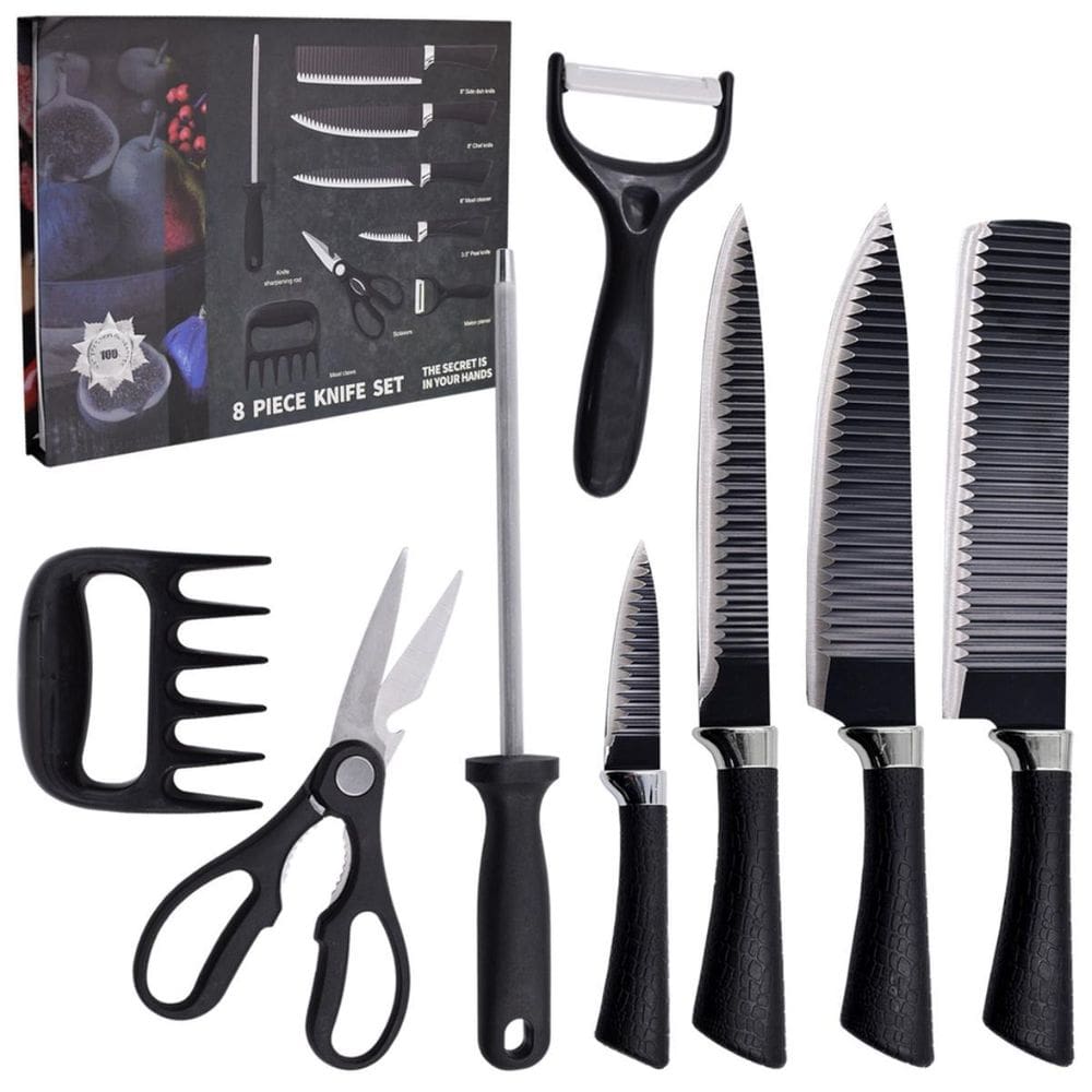 Conjunto De Facas 8 Pcs Profissional Churrasco Cozinha Inox