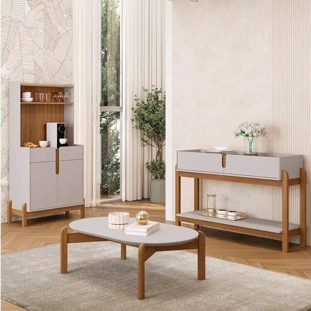 Conjunto Sala De Estar Fagioli Off White/cedro