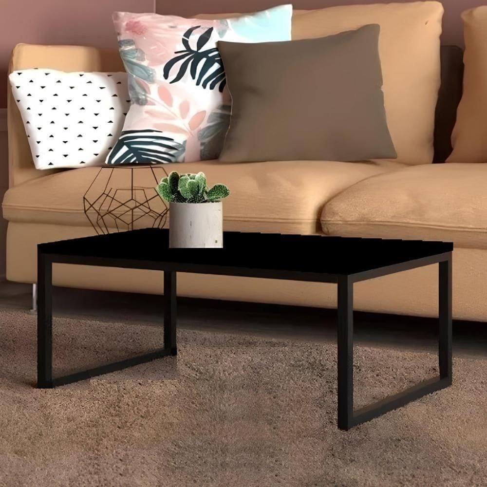 Mesa Centro Sala 80x40 Jordan Preto Fosco