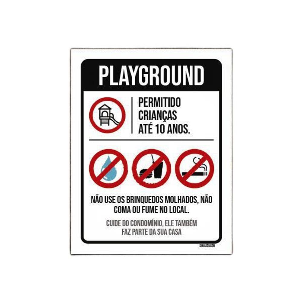 Placa Regras Normas Uso Playground 27X35