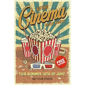 Quebra-Cabeça Retro Pipoca De Cinema De 120 Peças
