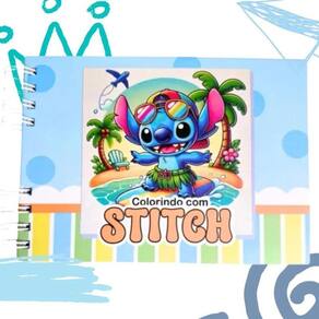 Livro De Colorir Stitch Capa Dura 50 Folhas 180G Azul Menino