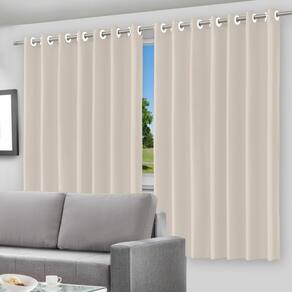 Cortina Blackout Bege Pvc 280X250Cm Com Ilhós Corta Luz