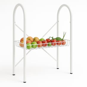 Fruteira 2 Prateleiras s/ Granito 1 Cesto Aço Carbono Isla