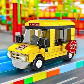 Brinquedo Infantil Blocos De Montar Ônibus Escolar 102 Peças