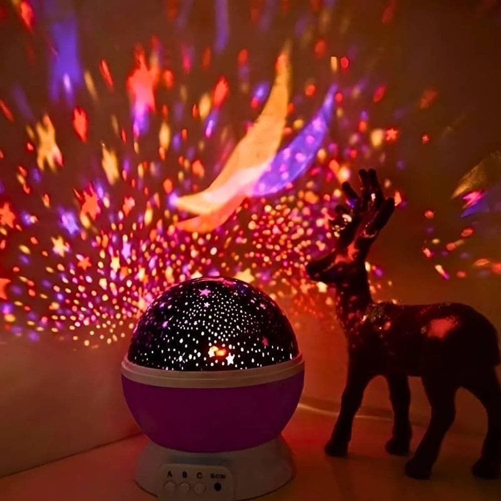 Luminária Projetor Estrelas 360º Abajur Star Master Rosa