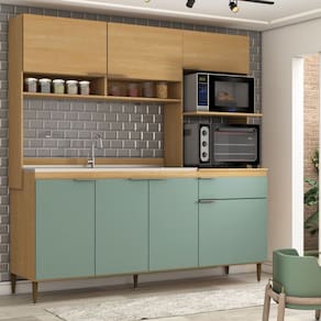 Cozinha Compacta Montis 7 Portas 1 Gaveta Nogal/Grey - Panorama Móveis