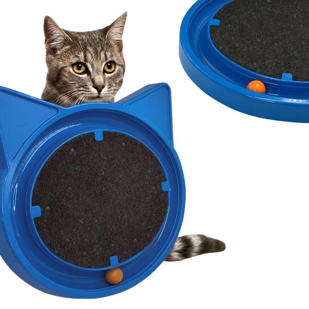 Brinquedo Arranhador Interativo Azul Com Bolinha Para Gatos