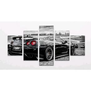 Quadro Mosaico 5 Peças Horizontal Mdf Fita Dupla Face Nissan