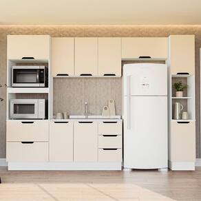 Cozinha Completa Meena 10 Portas 4 Gavetas 40250062 Branco/Creme - Politorno