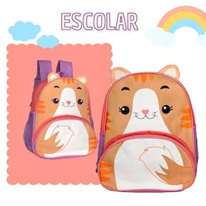 Mochila Infantil Reforçada Com Alças Gatinho 17 Litros