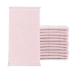 Toalhas Social Franjinha Felpuda Rosa Kit 12 Unidades