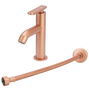 Torneira Slim Alta Pratica Abs Rose Mesa + Engate Flexível