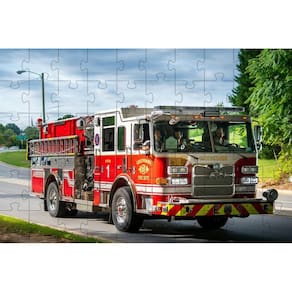 Kit 2 Quebra-Cabeças Carros De Bombeiros De 60 Peças