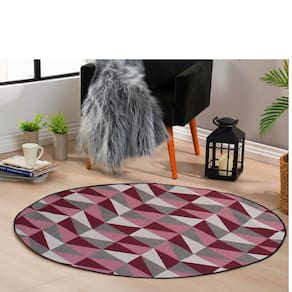 Tapete Redondo 1.00m x1.00m Cami Casa Jacquard Antiderrapante