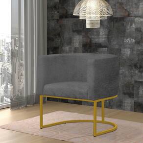 Poltrona Reforçada Decorativa Sala Gabriela Base Ferro Dourada Suede