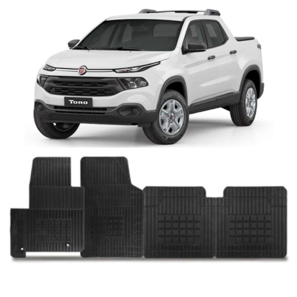 Tapete Borracha Fiat Toro 2016 Em Diante Preto 4 Peças