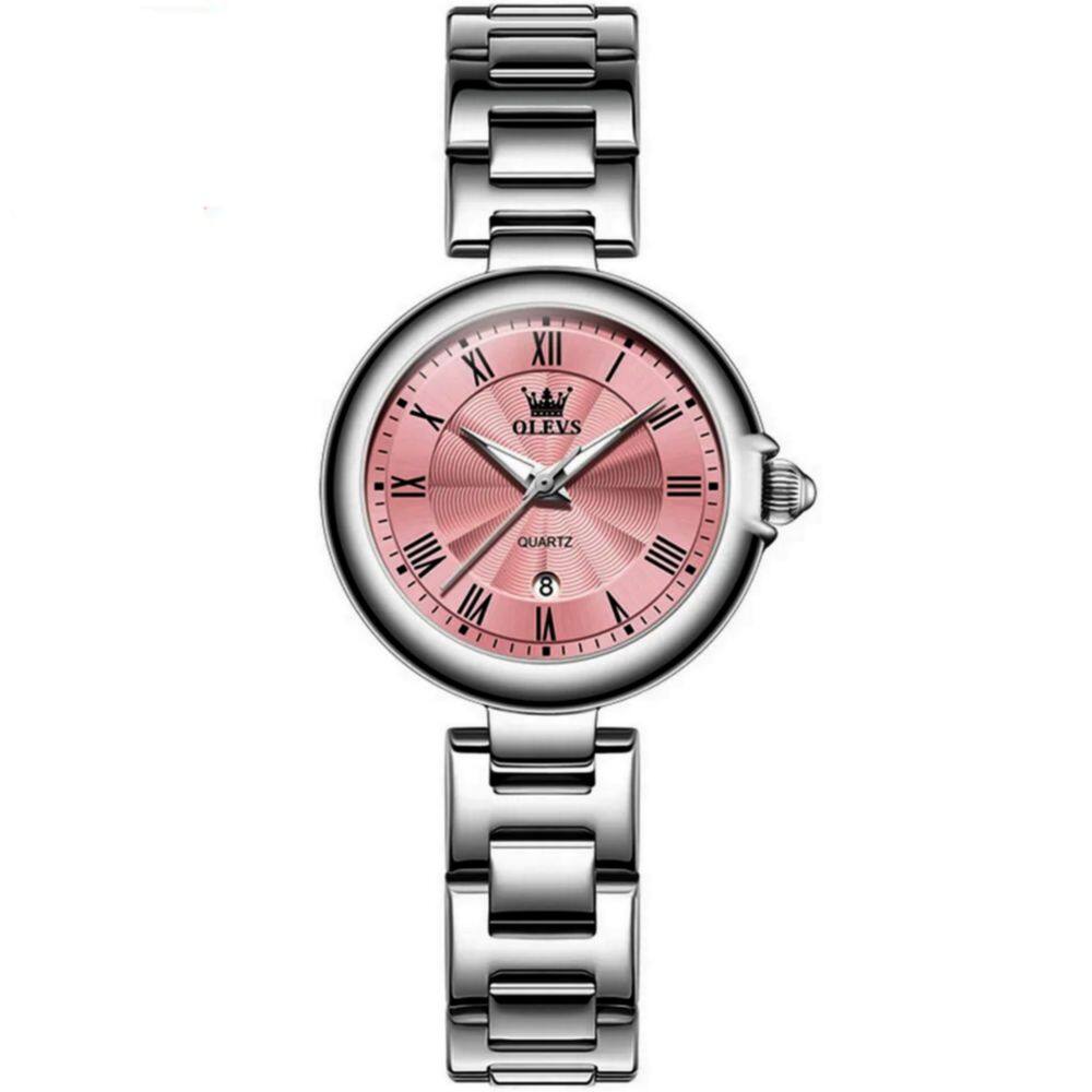 Relógio de Quartzo Feminino Design Fino Elegante Luminoso em Aço Inoxidavel