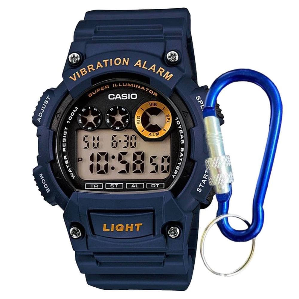 Relógio de Pulso Casio Masculino Digital Esportivo Illuminator Alarme Prova Dágua 100 Metros Azul W-735H-2AVDF + Chaveiro Trava Alumínio