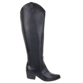 Bota Texana Feminina Cano Longo Zíper Lateral Casual Dia a Dia