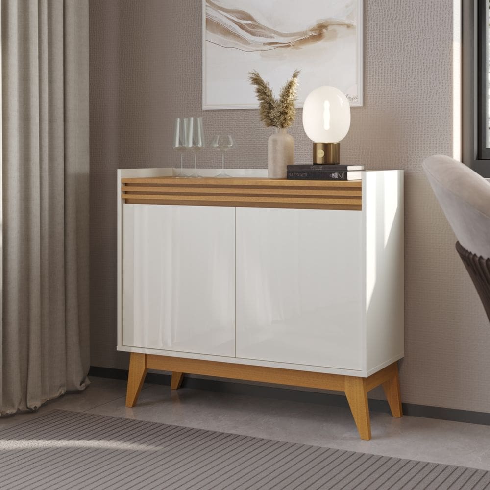 Buffet Aparador Ripado 2 Portas com Pés de MDF Astúrias 92cm