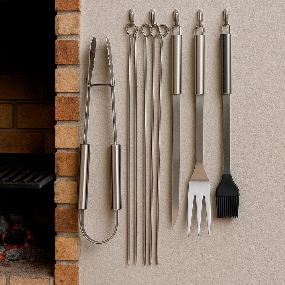Kit Churrasco Com Utensílios De Corte Precisos Inox