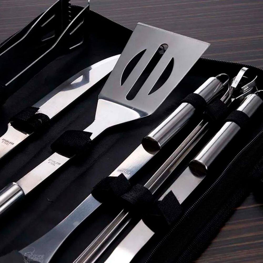 Kit Churrasco Com Utensílios De Corte Precisos Inox