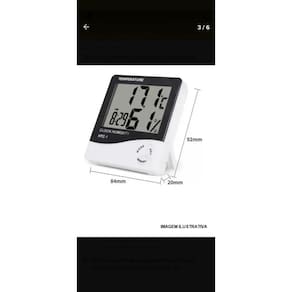 Higrômetro Medidor Umidade Temperatura Relógio Digital