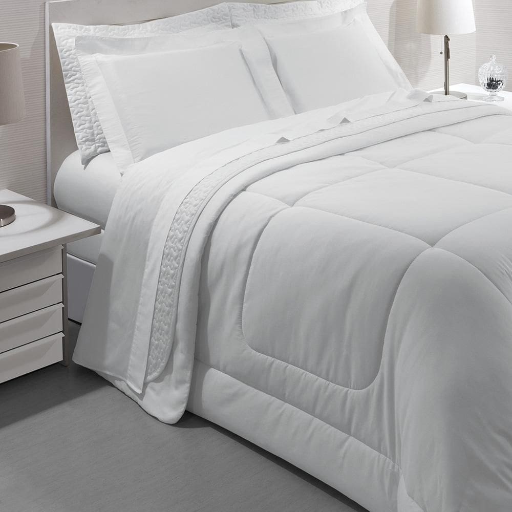 Jogo De Cama Casal Kacyumara Satinée Branco 4 Peças 300 Fios