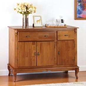 Balcão Buffet de Madeira com Pés Luis XV 3 Portas e 2 Gavetas Linz Móveis 60631 - Imbuia Glazer
