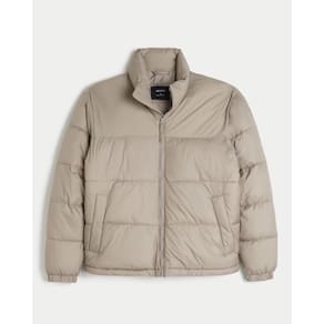 Jaqueta Puffer Masculina Hollister Boxy Bege