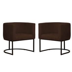 Kit 2 Poltronas Reforçada Decorativa Sala Gabriela Base Ferro Preta Suede