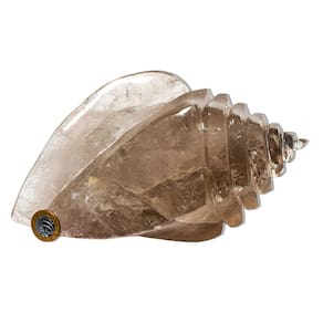 Escultura Concha do Mar Esculpido Quartzo Fumê 2,7Kg 23cm