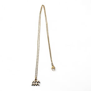 Colar Aquário Signo do Zodíaco Pingente Dourado 30 cm