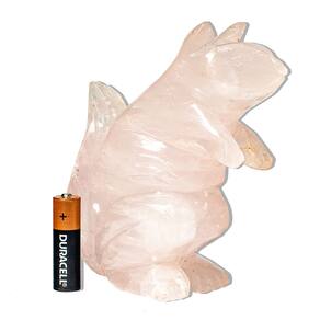 Escultura Esquilo Esculpido Quartzo Rosa 976g 14cm Classe B