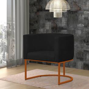 Poltrona Reforçada Decorativa Sala Gabriela Base Ferro Bronze Suede