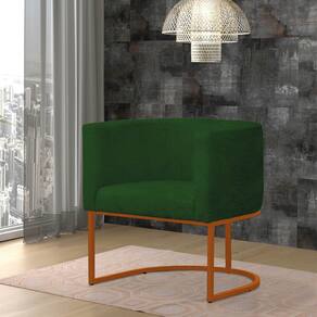 Poltrona Reforçada Decorativa Sala Gabriela Base Ferro Bronze Suede Verde