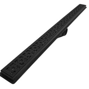 Ralo Linear Banheiro Seca Box 5x80 Alumínio Dubai Preto Fosco Coletor Preto com Sifão