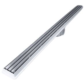 Ralo Linear Seca Box 80cm x 5cm Inox Trilho Escovado Coletor Branco e Tela