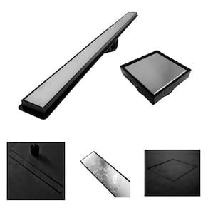 Kit Ralo Linear Banheiro 5x50 + Ralo 15x15 Inox Oculto Preto Box Lavabo Dentro e Fora