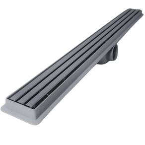 Ralo Linear Seca Box 80cm x 5cm Inox Trilho Escovado Coletor Cinza e Tela