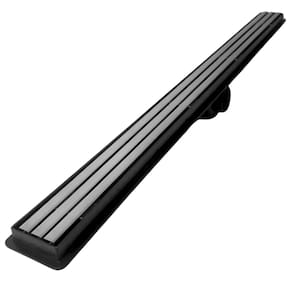 Ralo Linear Seca Box 70cm x 5cm Inox Trilho Escovado Coletor Preto e Tela