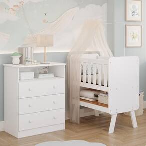 Quarto de Bebê Completo Mini Berço Faura Gaveteiro Smim 100% MDF
