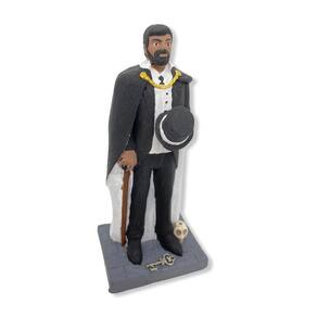 Escultura Exu Cartola Almas Capa Preta/Branca 16Cm Resina